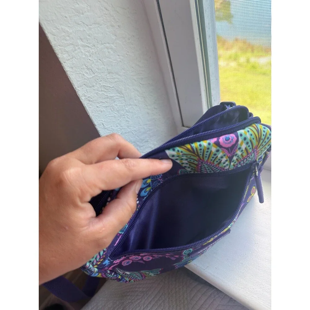 NWT! Vera Bradley Batik Leaves Purple Paisley Belt Bag Fanny Pack - Picture 9 of 11